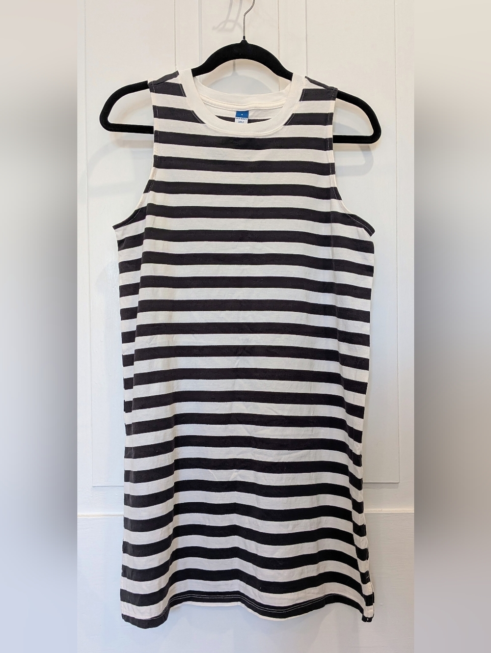 Old Navy Black and White Striped Sleeveless Summer Dress | Small